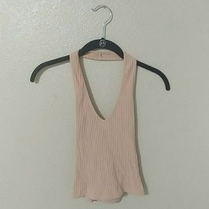 Tan Halter Crop Top